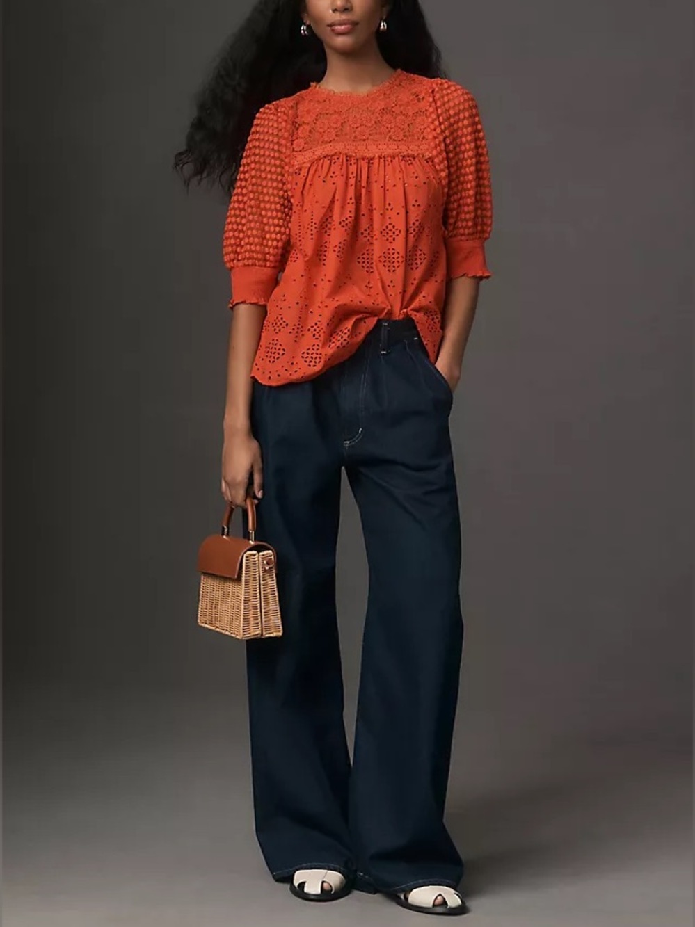 ANTHROPOLOGIE Conditions Apply Bertha Blouse Top Eyelet Lace Boho
